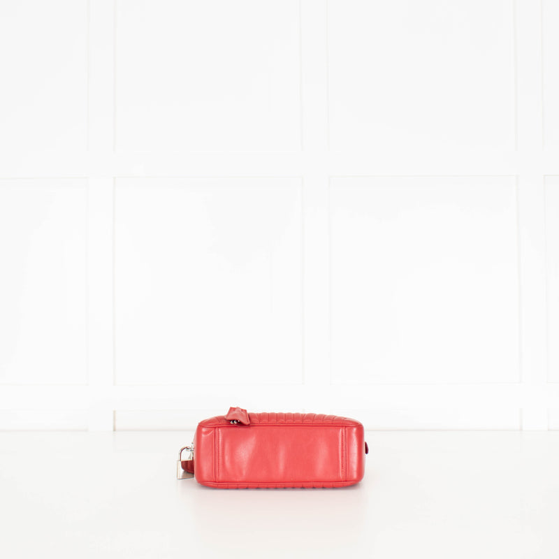 Prada Red Leather Diagramme Bauletto Bag