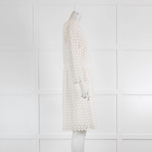 Diane Von Furstenberg  White Lace Long Sleeve Dress