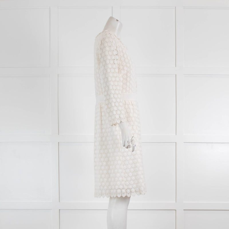 Diane Von Furstenberg  White Lace Long Sleeve Dress