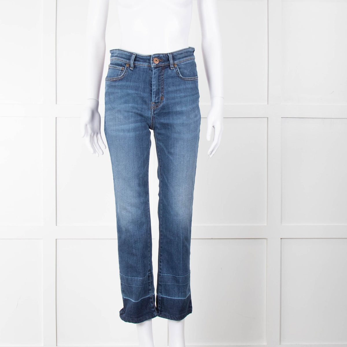 Weekend Max Mara Blue Denim Cropped Flare Jeans