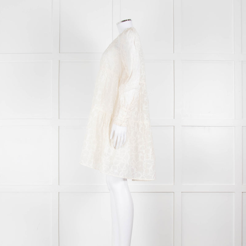 Dea Kudibal White Textured Tiered Mini Dress