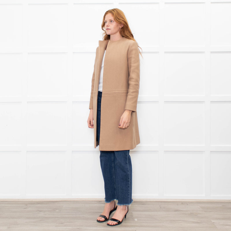 Celine Tan Wool Blend Edge To Edge Coat