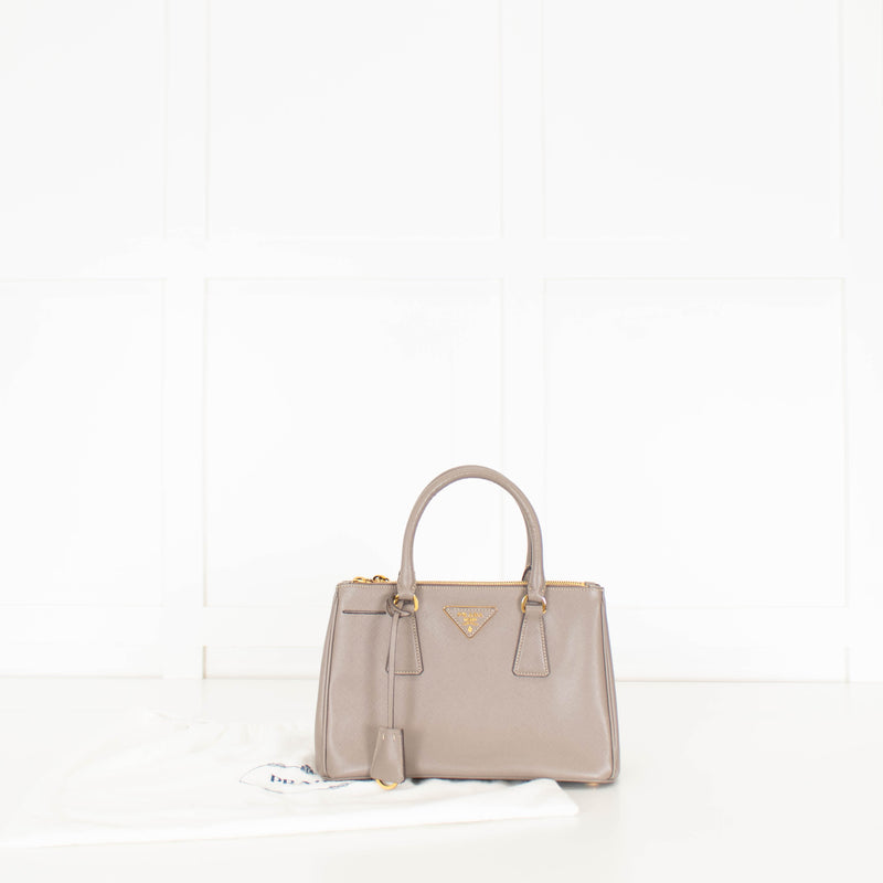 Prada Taupe Saffiano Leather Galleria Small Bag