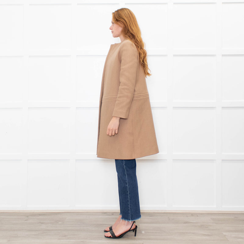 Celine Tan Wool Blend Edge To Edge Coat