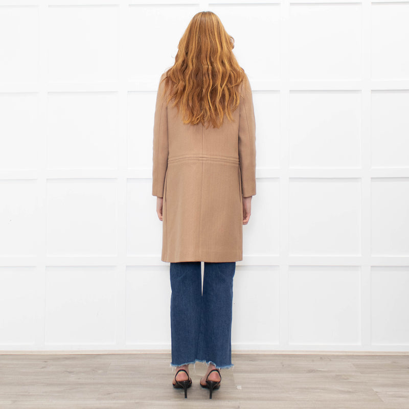 Celine Tan Wool Blend Edge To Edge Coat