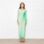 Self-Portrait Green White Green Crystal Embellished Maxi Dress
