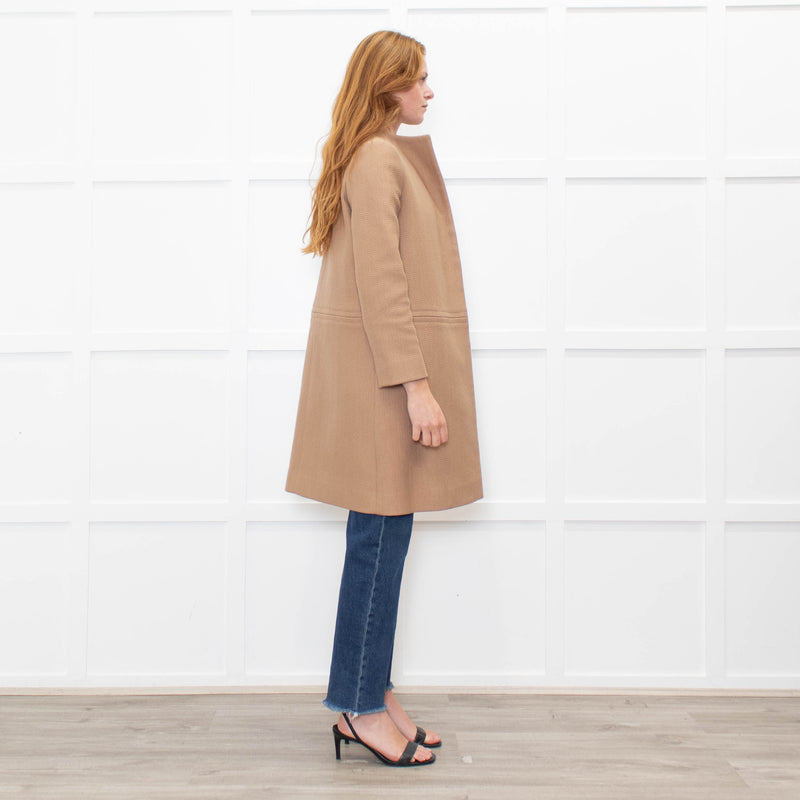 Celine Tan Wool Blend Edge To Edge Coat