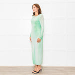 Self-Portrait Green White Green Crystal Embellished Maxi Dress