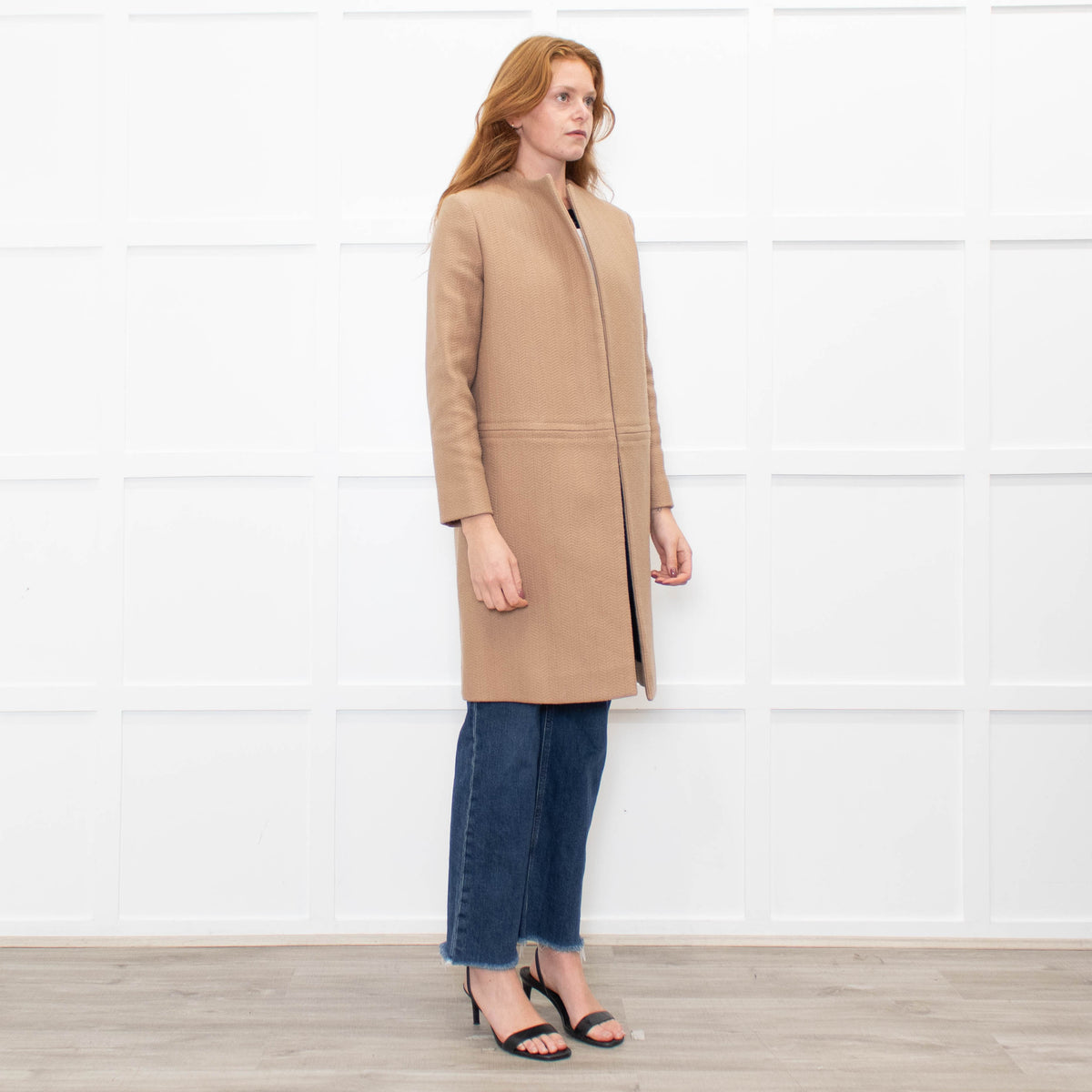 Celine Tan Wool Blend Edge To Edge Coat