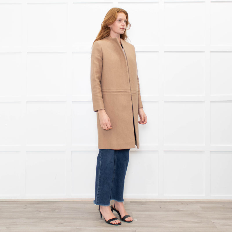 Celine Tan Wool Blend Edge To Edge Coat