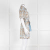 Sandro Pale Blue And Gold Brocade Mini Dress