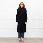 Agnes B Black Wool Blend Raw Edge Long Coat