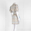 Sandro Pale Blue And Gold Brocade Mini Dress