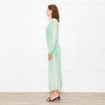 Self-Portrait Green White Green Crystal Embellished Maxi Dress