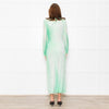 Self-Portrait Green White Green Crystal Embellished Maxi Dress