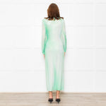Self-Portrait Green White Green Crystal Embellished Maxi Dress