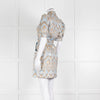 Sandro Pale Blue And Gold Brocade Mini Dress