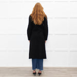 Agnes B Black Wool Blend Raw Edge Long Coat