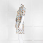 Sandro Pale Blue And Gold Brocade Mini Dress