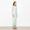 Self-Portrait Green White Green Crystal Embellished Maxi Dress