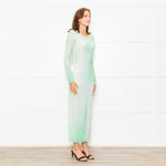 Self-Portrait Green White Green Crystal Embellished Maxi Dress