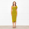 Bimba Y Lola Yellow Black Check One Off Shoulder Frill Detail Midi Dress