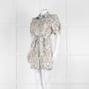 Sandro Pale Blue And Gold Brocade Mini Dress