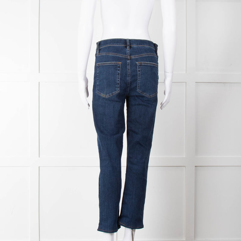 Frame Blue Le High Straight Cropped Jeans