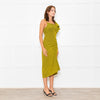 Bimba Y Lola Yellow Black Check One Off Shoulder Frill Detail Midi Dress