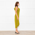 Bimba Y Lola Yellow Black Check One Off Shoulder Frill Detail Midi Dress