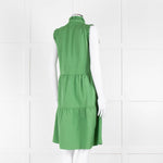 0039 Italy Green Cotton Ruffle Trim Shift Dress