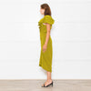 Bimba Y Lola Yellow Black Check One Off Shoulder Frill Detail Midi Dress