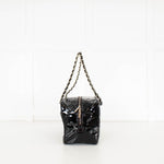 Chanel Black Patent Shopper with Red Stitching
