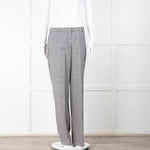 Pure Cashmere Black White Micro Hounds Tooth Wool Blend Trousers