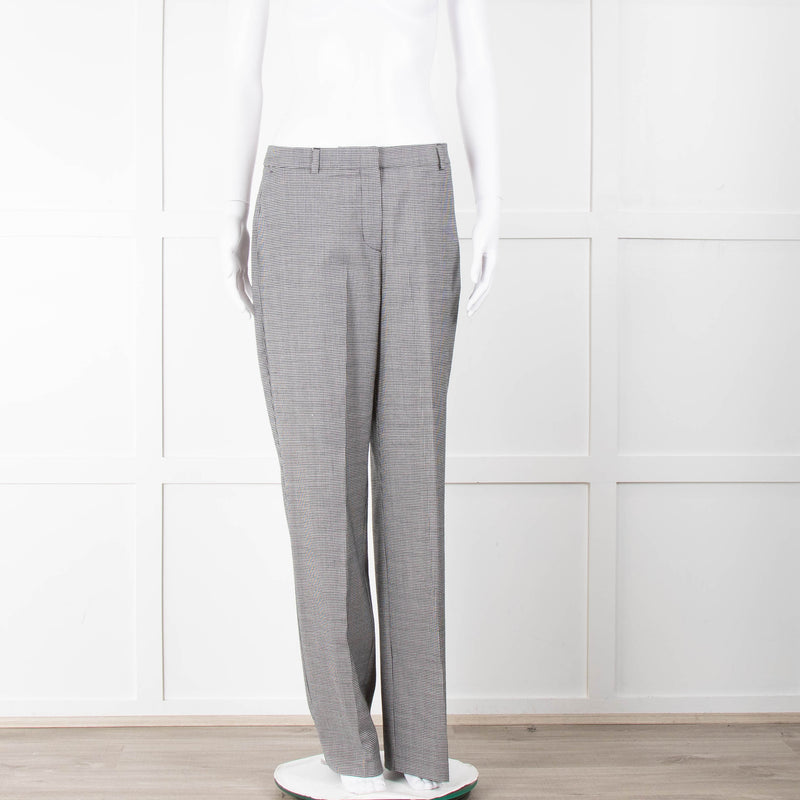 Pure Cashmere Black White Micro Hounds Tooth Wool Blend Trousers