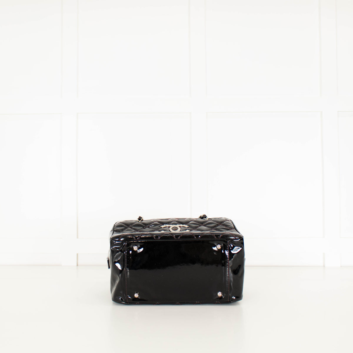 Chanel Black Patent Shopper with Red Stitching