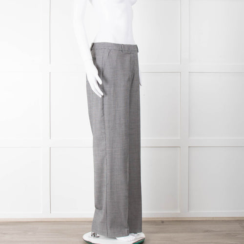 Pure Cashmere Black White Micro Hounds Tooth Wool Blend Trousers