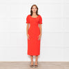 Emilia Wickstead Red High Waisted Fitted Short Sleeve Dress