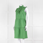 0039 Italy Green Cotton Ruffle Trim Shift Dress