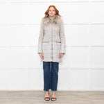 Airfield Light Grey Wool Quilted Fur Trim Coat