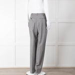Pure Cashmere Black White Micro Hounds Tooth Wool Blend Trousers