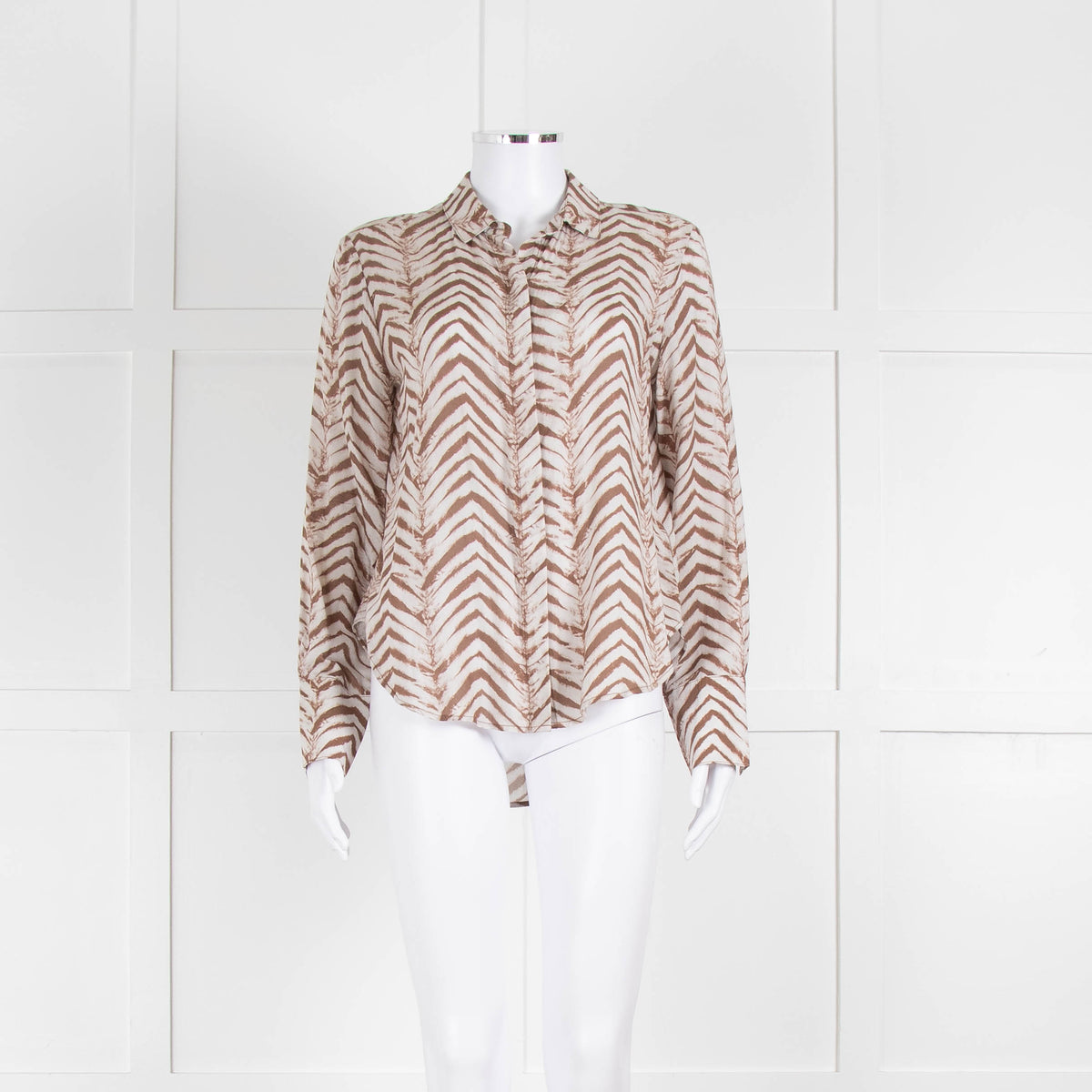 Bella Dahl Brown and Cream Patterned Collared Shirt
