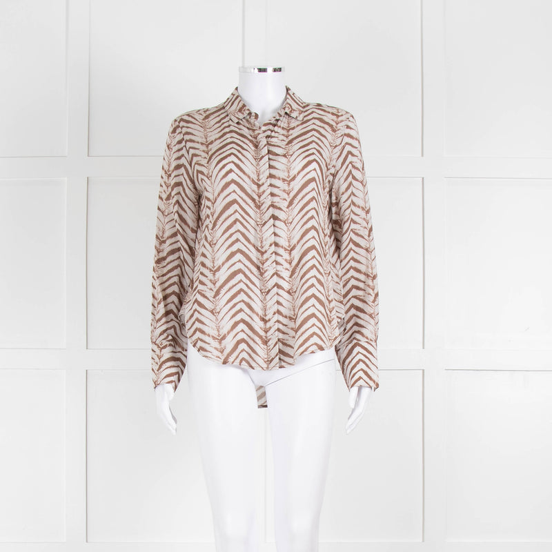 Bella Dahl Brown and Cream Patterned Collared Shirt