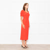 Emilia Wickstead Red High Waisted Fitted Short Sleeve Dress