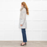 Airfield Light Grey Wool Quilted Fur Trim Coat