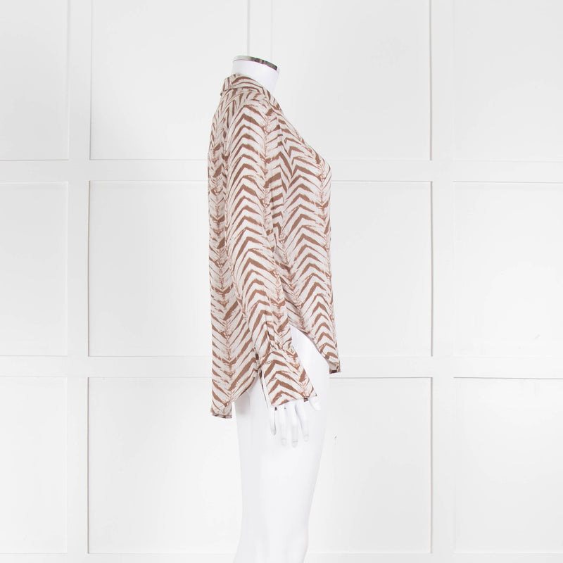 Bella Dahl Brown and Cream Patterned Collared Shirt