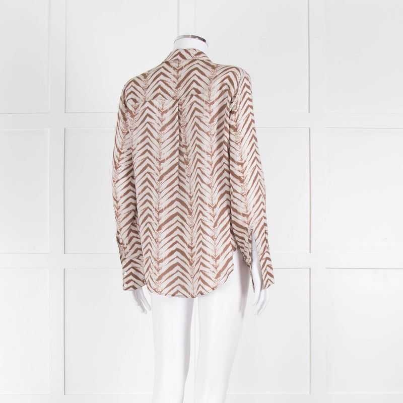 Bella Dahl Brown and Cream Patterned Collared Shirt
