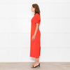 Emilia Wickstead Red High Waisted Fitted Short Sleeve Dress