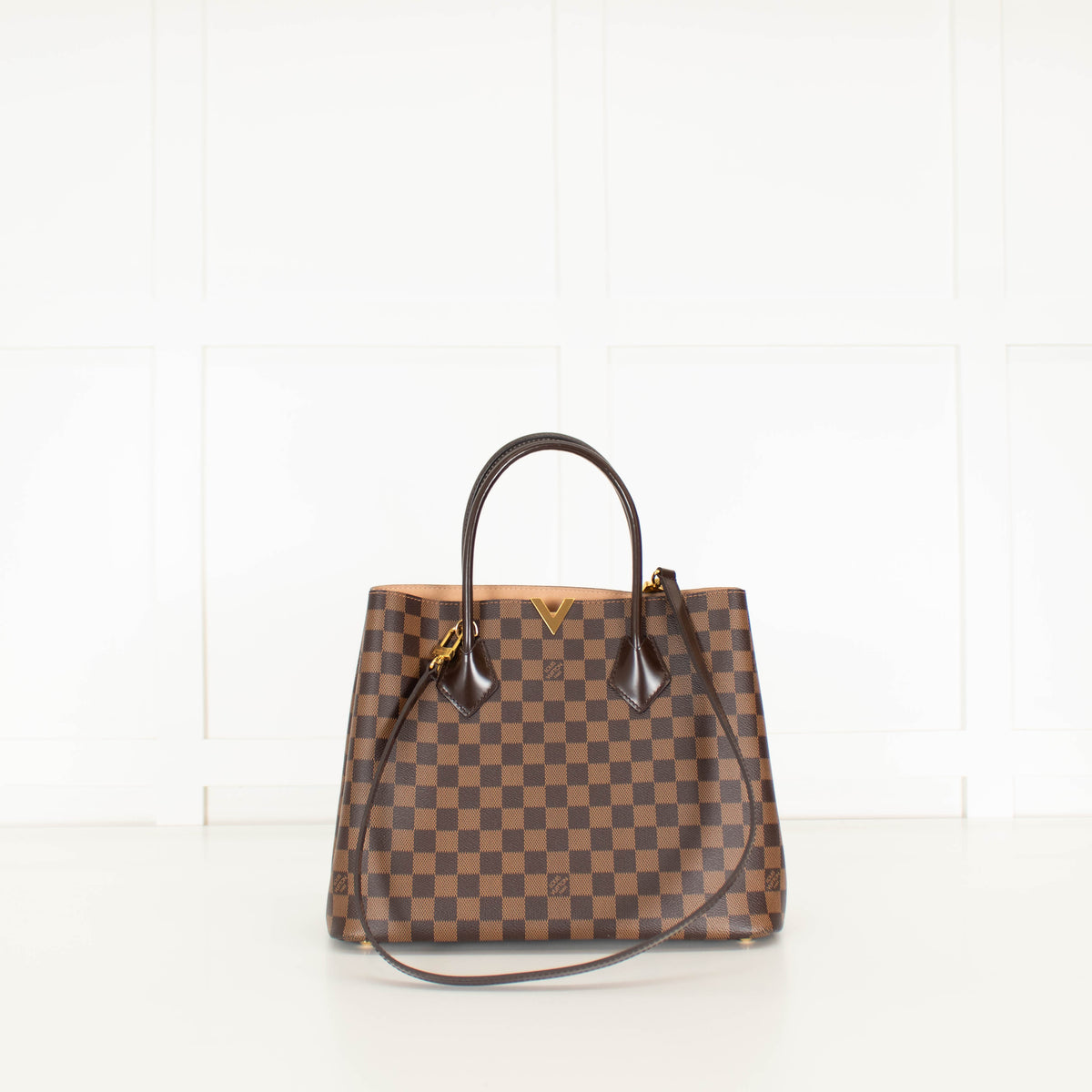 Louis Vuitton 2016 Damier Ebene Kensington Tote With Long Strap