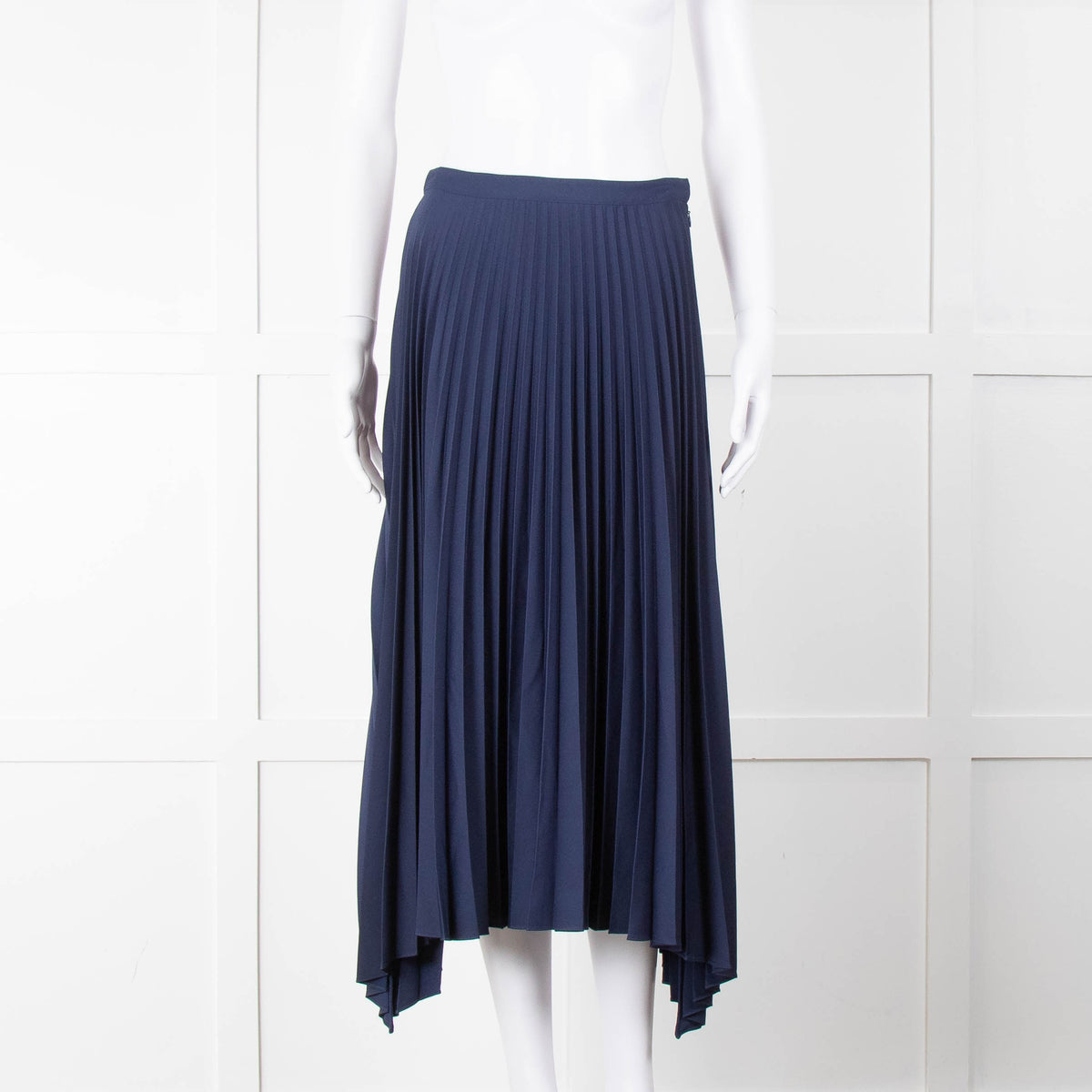 Theory Navy Blue Pleated Midi Skirt